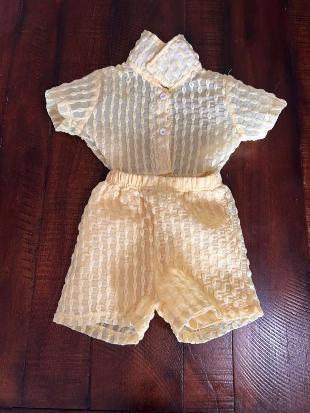 Light Yellow Textured Two-Piece Summer Set - Picture 1 of 1